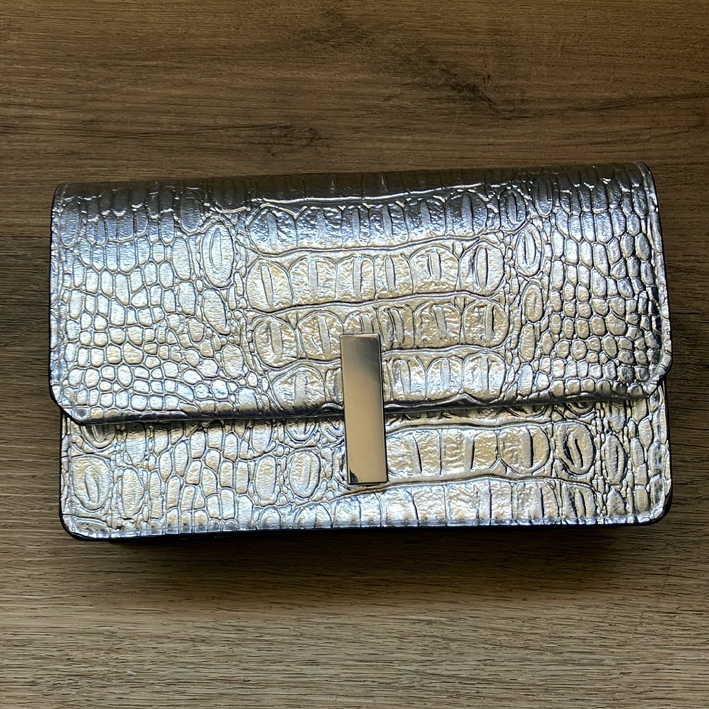 H&M Silver Crocodile Embossed Small Crossbody